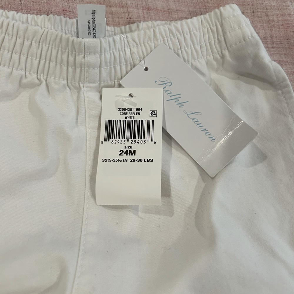 NWT! Ralph Lauren Baby White Shorts with Logo - Picture 5 of 5